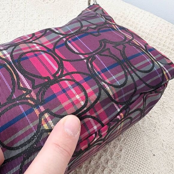 Y2K Coach Signature Tartan Top Handle Pouch F44166 Glitter Demi Mini Bag - Picture 7 of 10